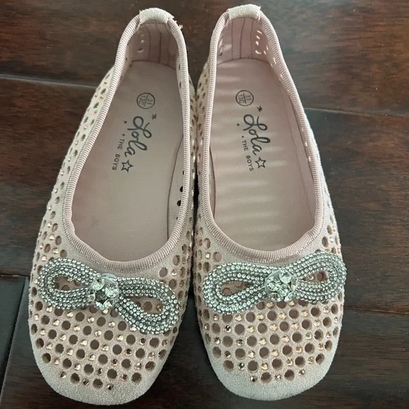 Lola + The Boys pink Sparkle Flats with Bow - Picture 1 of 5